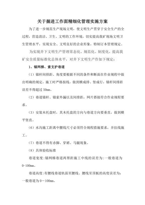 掘进工作面精细化管理.doc