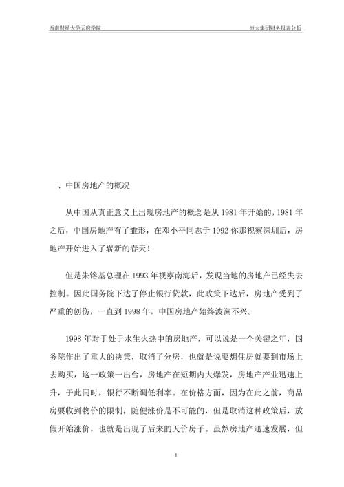 恒大集团财务报表分析.doc