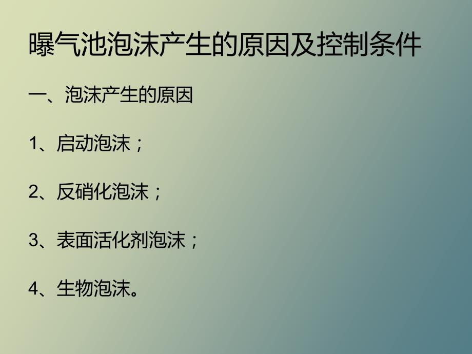 曝气池泡沫产生的原因及控制方法.ppt_第1页