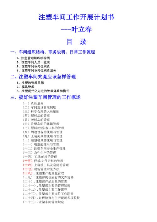 注塑车间工作开展计划书.doc