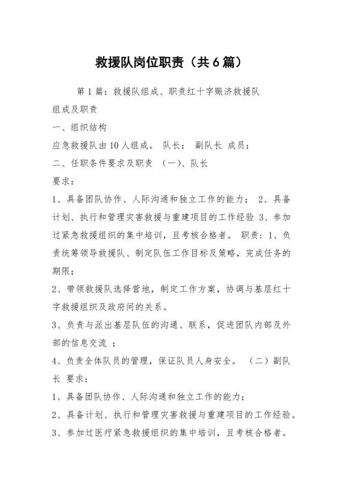 救援队岗位职责共6篇.docx