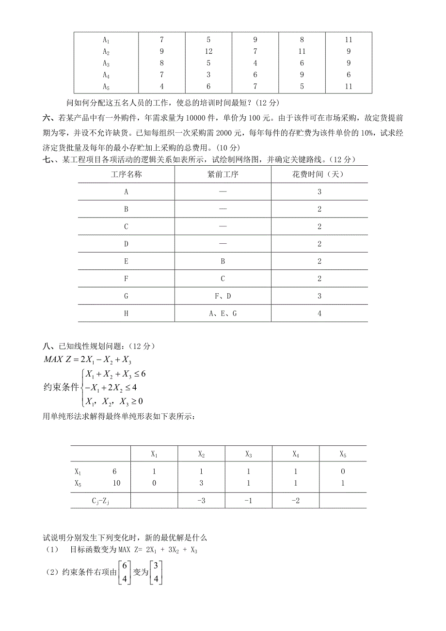 河北1233工程大学运筹学试题及答案十套.doc_第2页