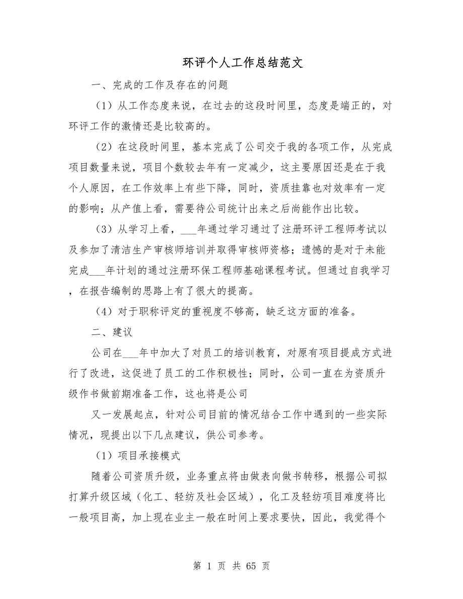 环评个人工作总结范文.doc_第1页