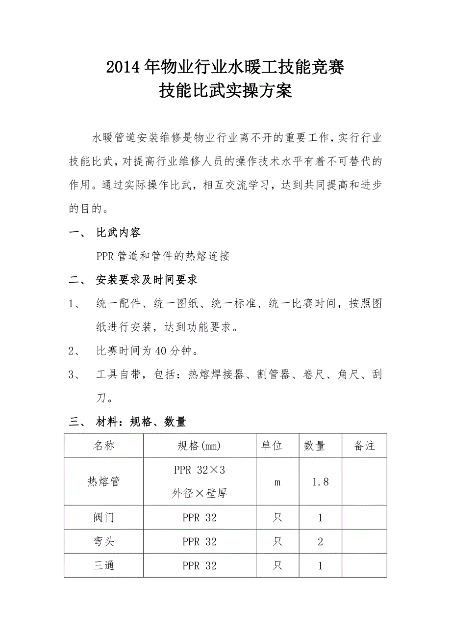 物业行业水暖工技能竞赛.doc_第1页