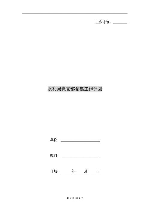 水利局党支部党建工作计划.doc