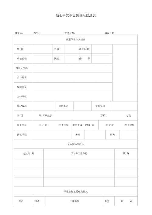 硕士研究生志愿填报表.docx
