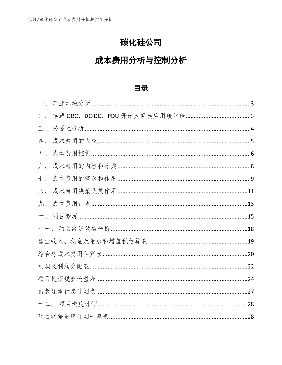 碳化硅公司成本费用分析与控制分析.docx_第1页