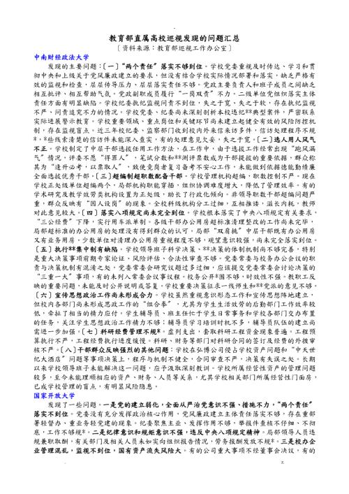 教育部直属高校巡视发现的问题汇总.doc