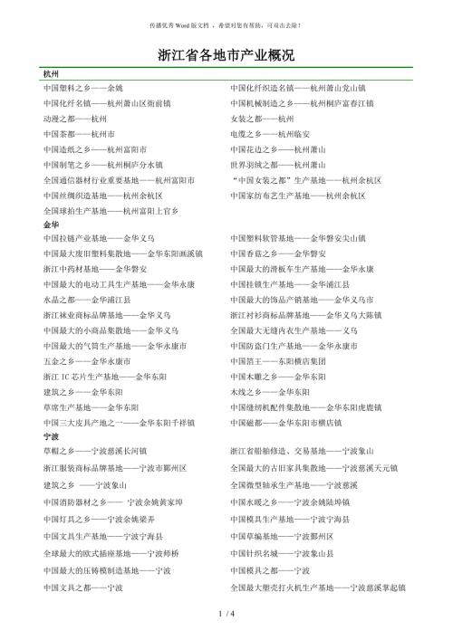 浙江省各地市产业概况.doc