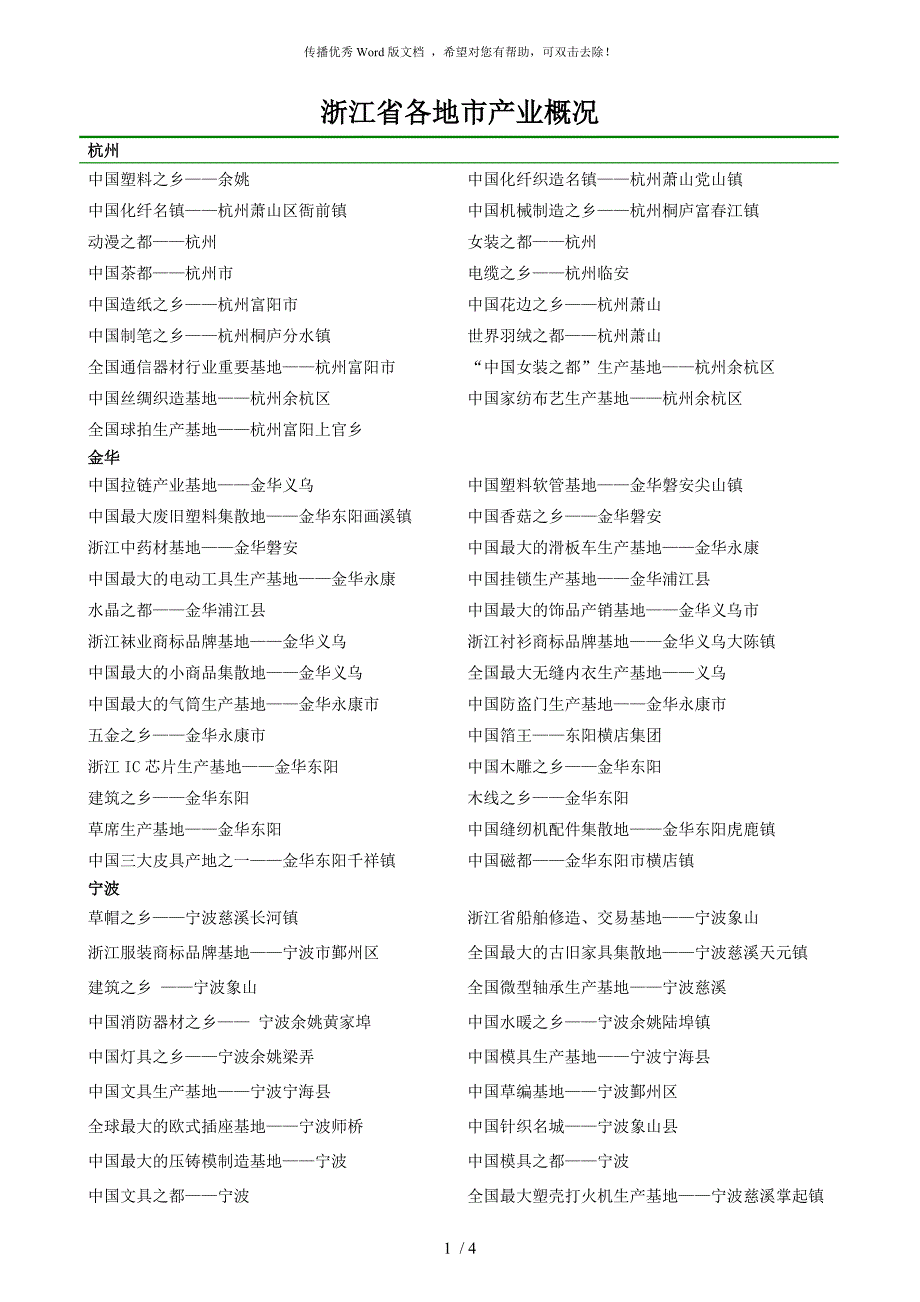 浙江省各地市产业概况.doc_第1页