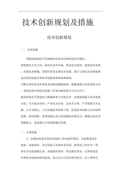 技术创新规划及措施.doc