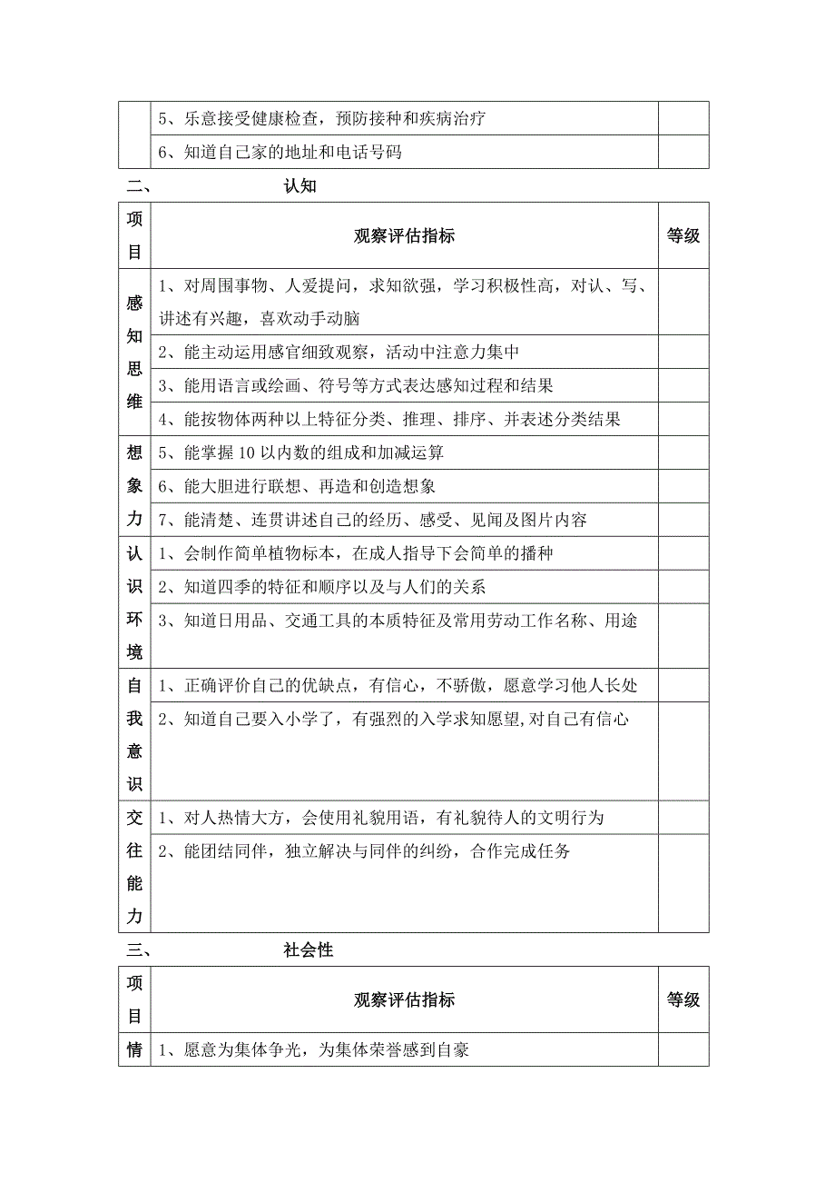 幼儿园大班幼儿发展评估表.doc_第2页