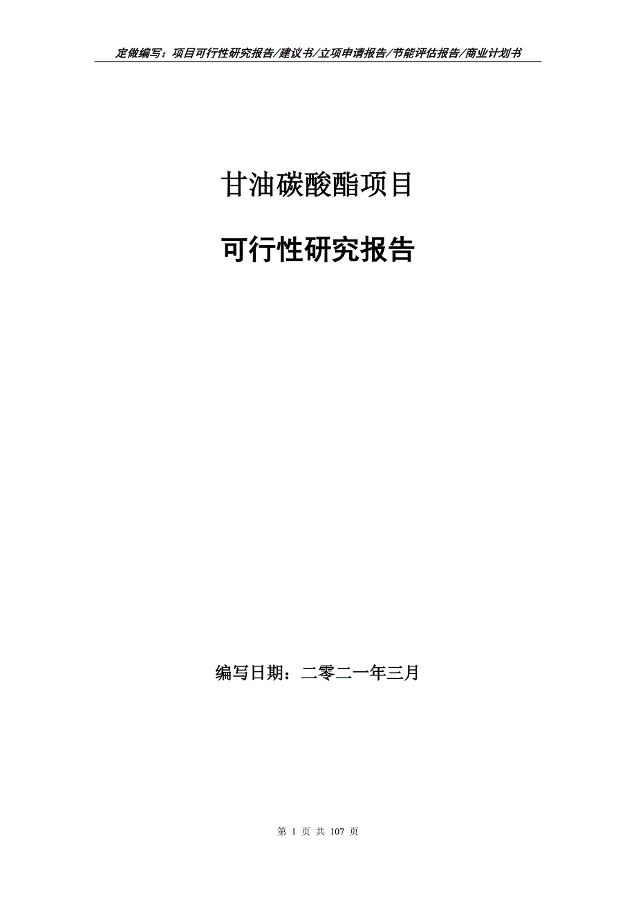 甘油碳酸酯项目可行性研究报告立项申请.doc_第1页