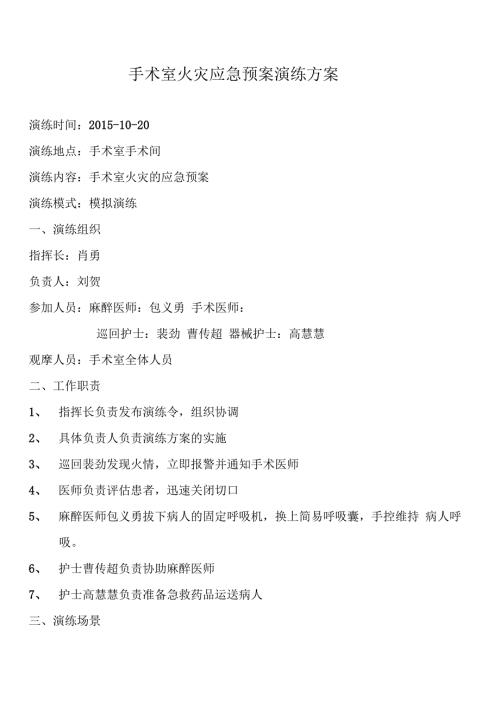 手术室火灾应急预案演练方案.docx