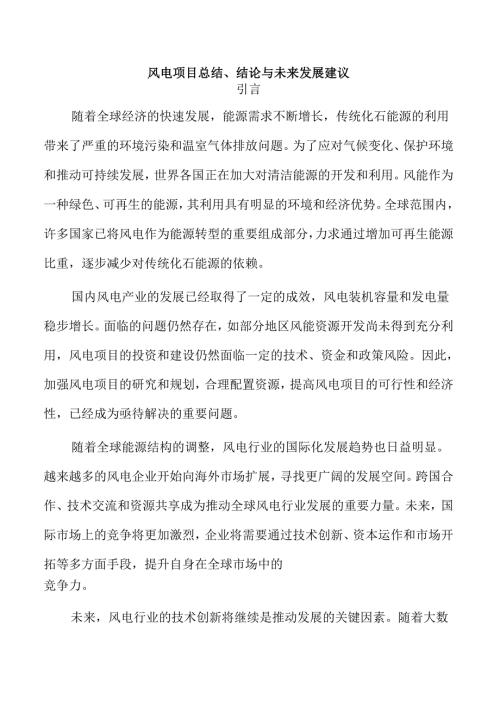 风电项目总结、结论与未来发展建议.docx