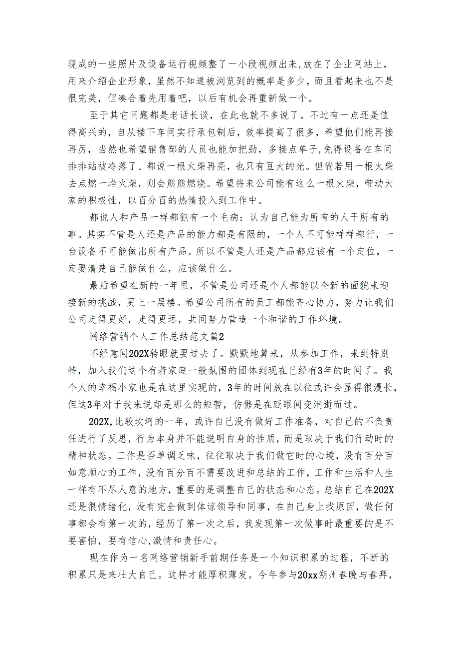 网络营销个人工作总结范文（16篇）.docx_第2页