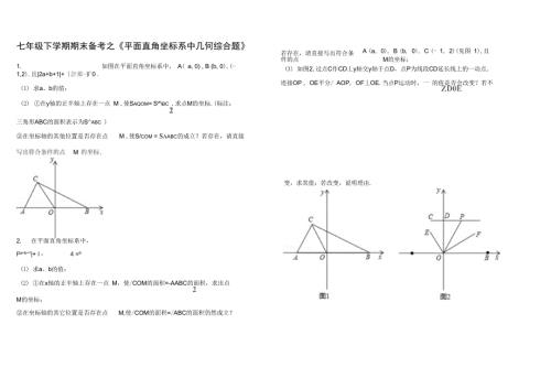 平面直角坐标系压轴题精编版.doc