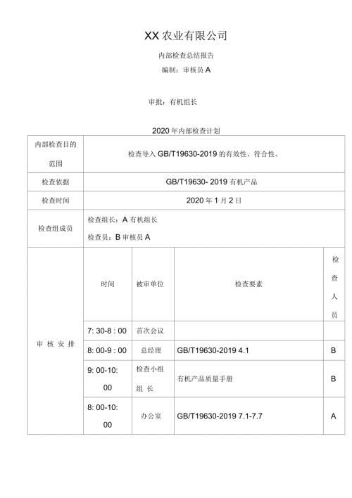 有机认证内检报告.docx