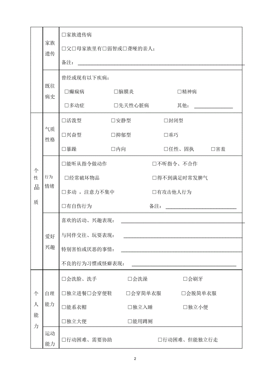 智障学生新生入学评估表.doc_第2页