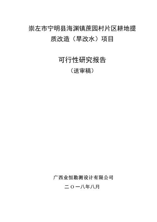 旱改水项目可研报告完善版低压管灌灌溉方式.doc