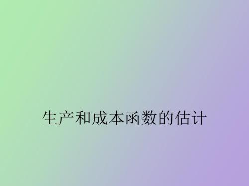 生产和成本函数的估计.ppt