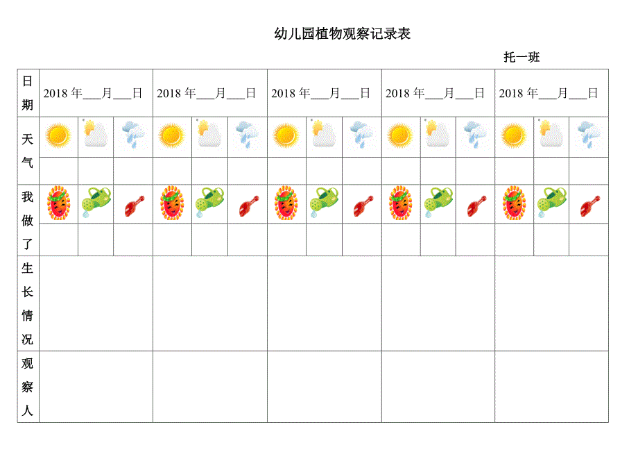 幼儿园植物观察记录表格.doc_第1页