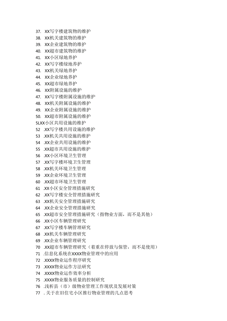XX开放大学2025年《物业管理（专科）》专业毕业论文参考题目（2025年）.docx_第2页