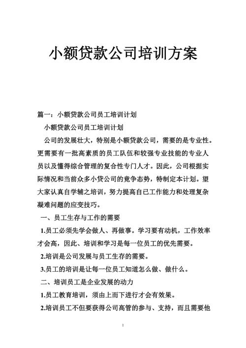 小额贷款公司培训方案.doc