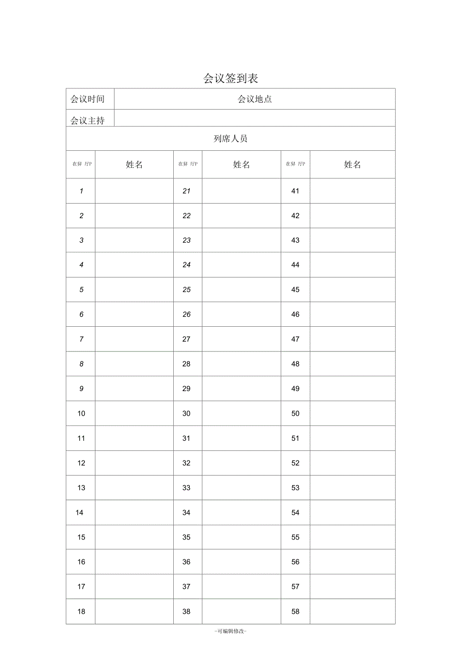 日常会议签到表.docx_第1页