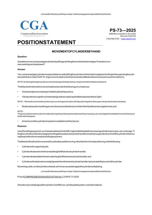 CGA PS73 1ST ED (2025) CGA Position Statement on Movement of CylindersHand.docx