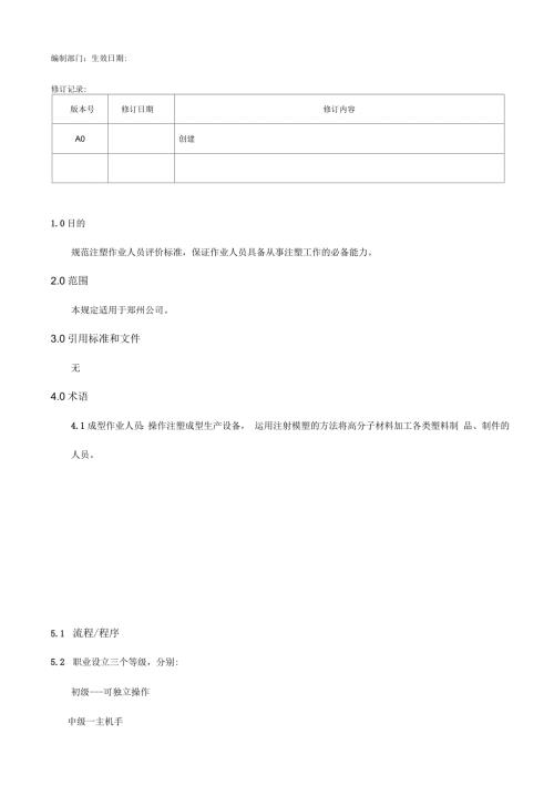 注塑成型操作人员技能评定标准.docx