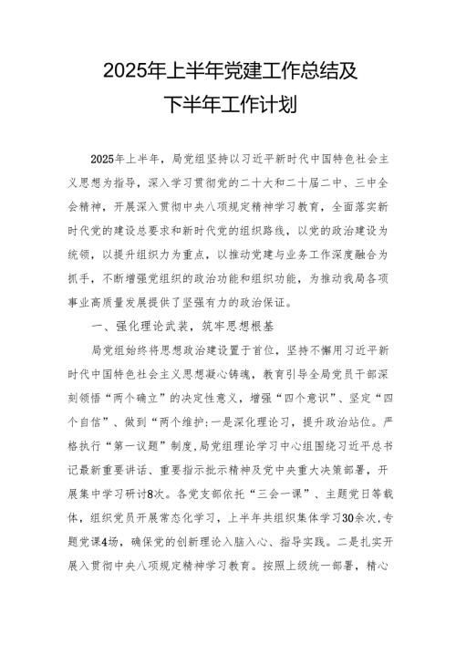 开展2025年上半年《党建工作总结》及下一步工作打算（3份）_63.docx