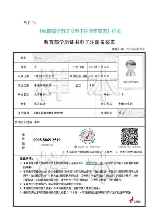 教育部学历证书电子注册备案表样本.doc