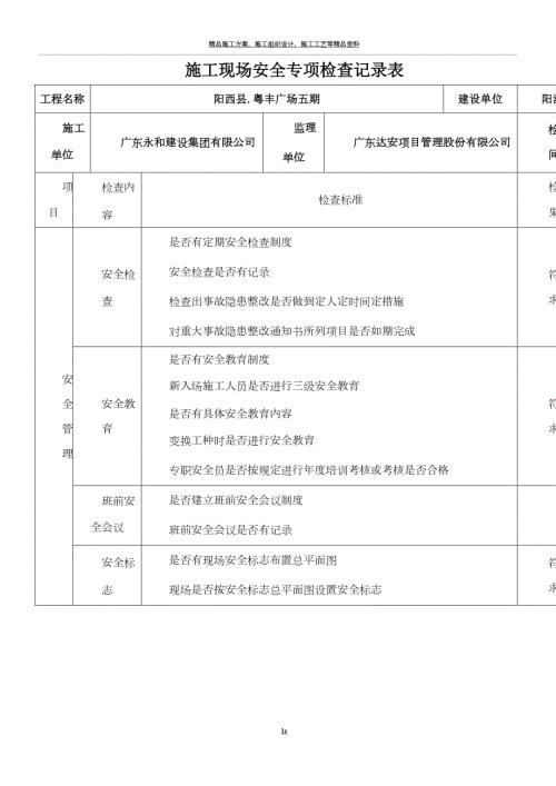 建设施工监理施工现场专项安全检查表.doc