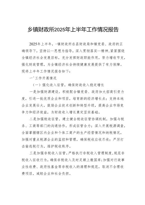乡镇财政所2025年上半年工作情况报告.docx
