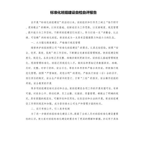 标准化班组建设自检自评报告.docx