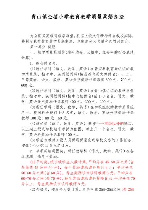 小学教育教学质量奖惩办法.doc
