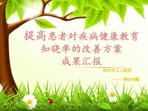 提高患者对疾病健康教育知晓率的改善方案成果汇报.ppt