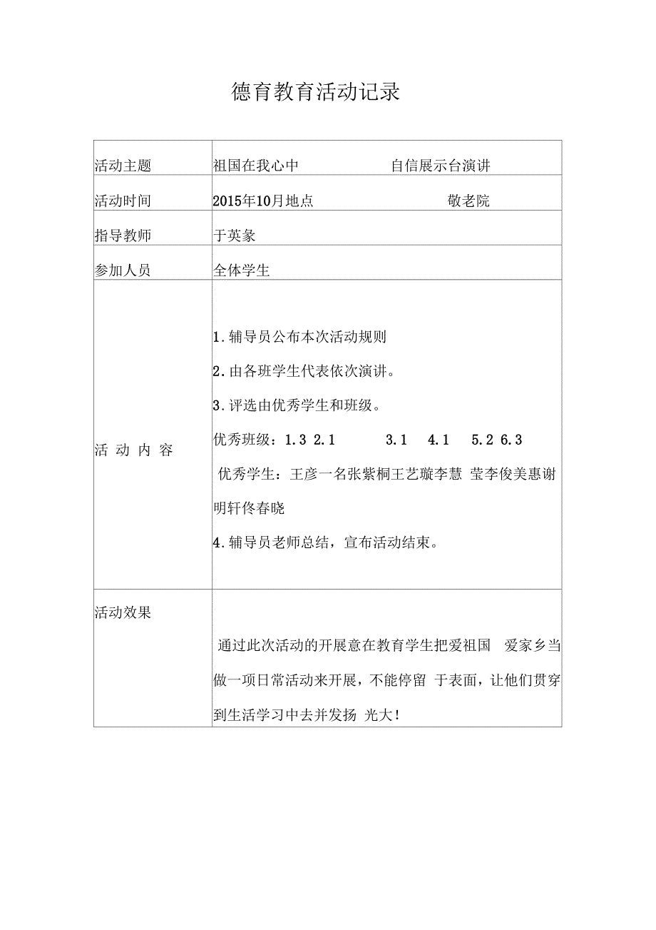 小学德育教育活动记录.docx_第2页