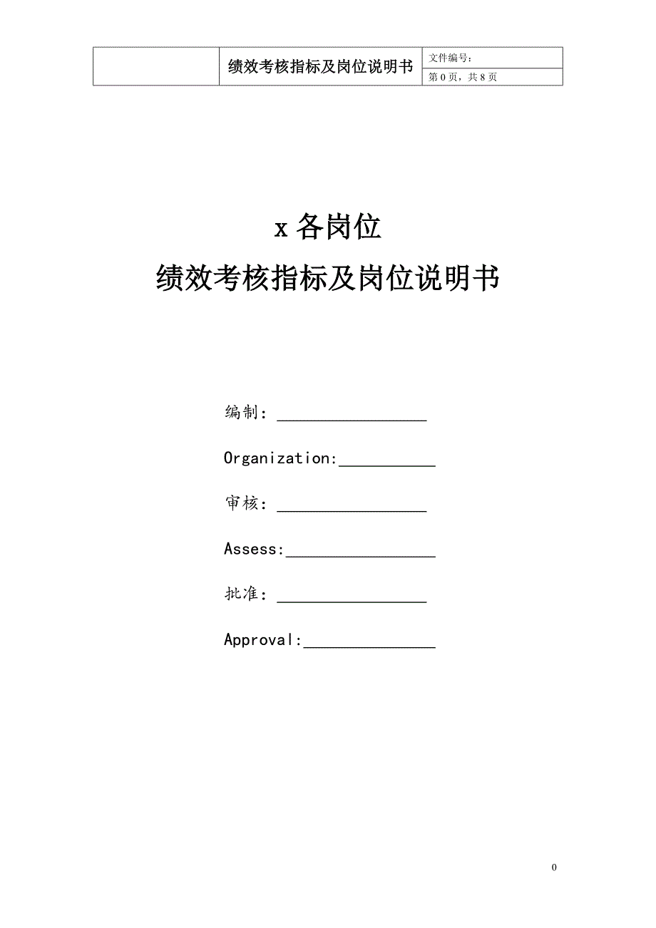 石油工程有限责任公司各岗位绩效考核指标及岗位说明书.doc_第1页