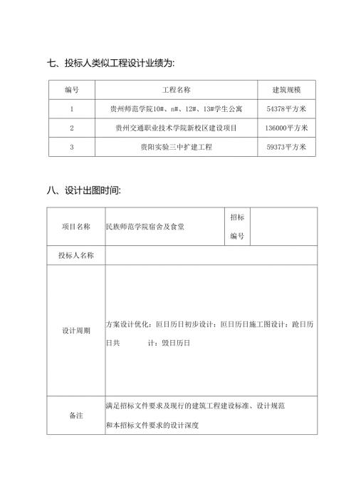 民族师范学院宿舍及食堂设计招标资料.docx