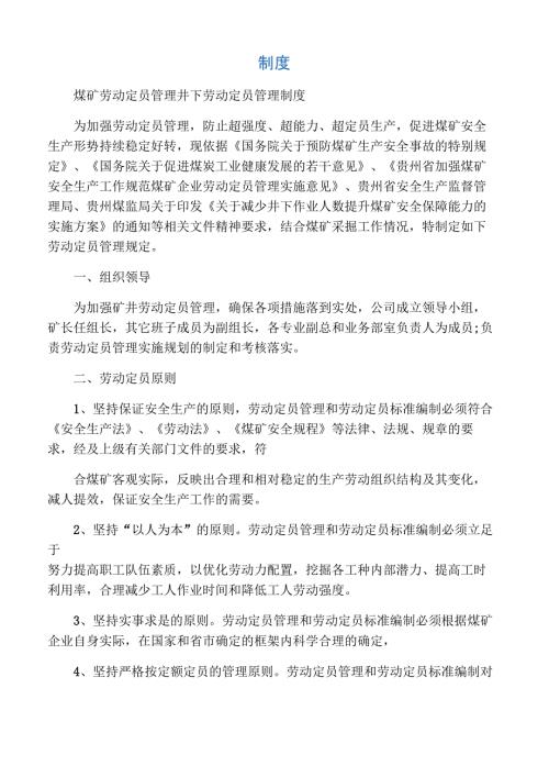 煤矿劳动定员管理制度.doc