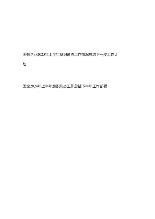 国有企业2025年上半年意识形态工作情况总结下一步工作计划.docx