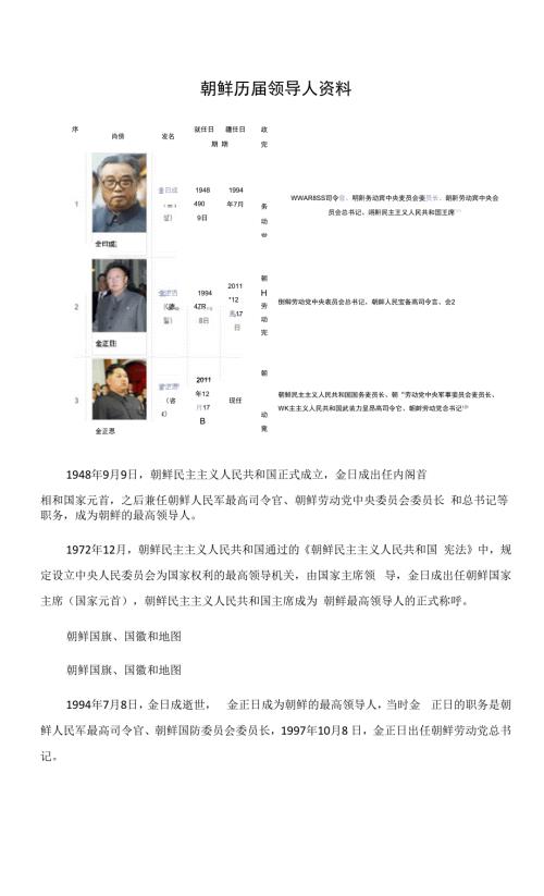 朝鲜历领导人资料.docx