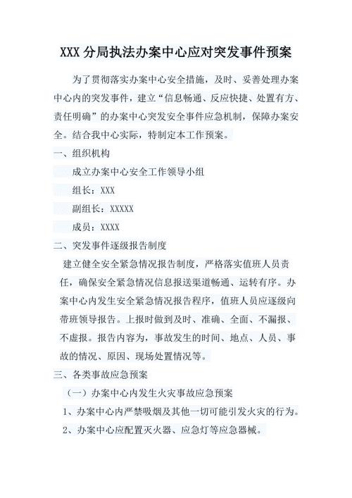 执法办案中心应急预案.doc