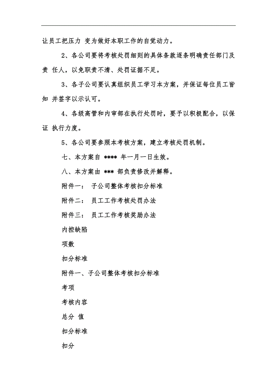 新版内部控制考核方案汇编.docx_第3页