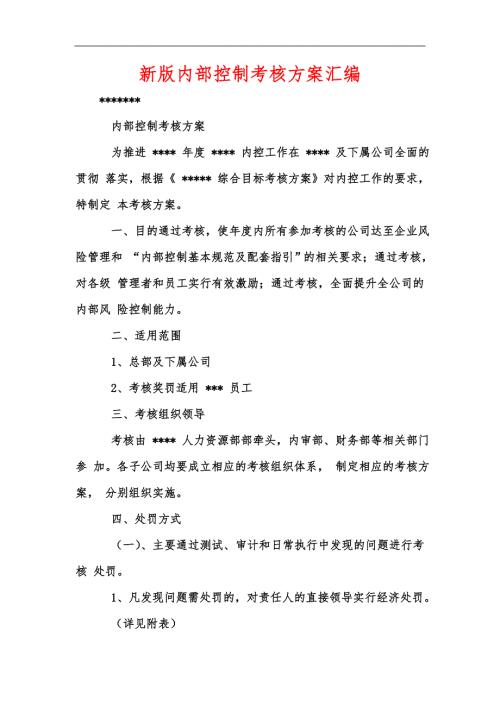 新版内部控制考核方案汇编.docx