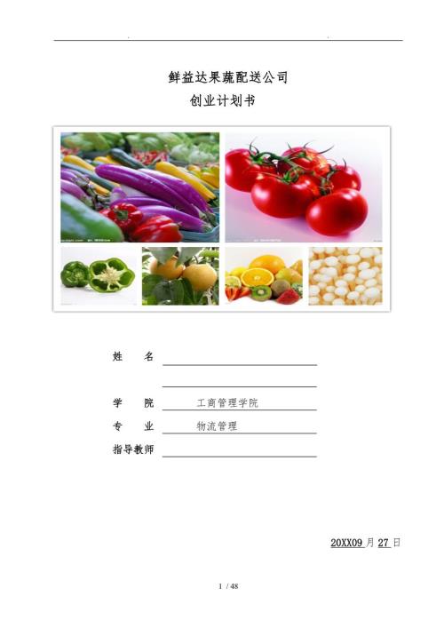 果蔬配送创业项目计划书.doc