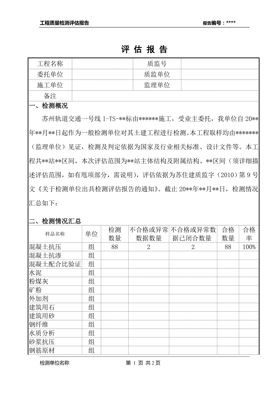 工程质量检测评估报告模板.doc_第2页