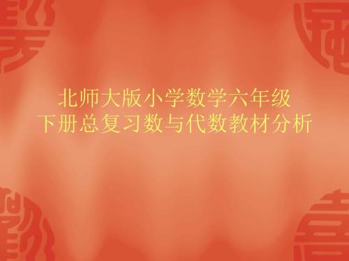 教师培训资料北师大版小学数学六年级下册总复习数与代数教材分析.ppt